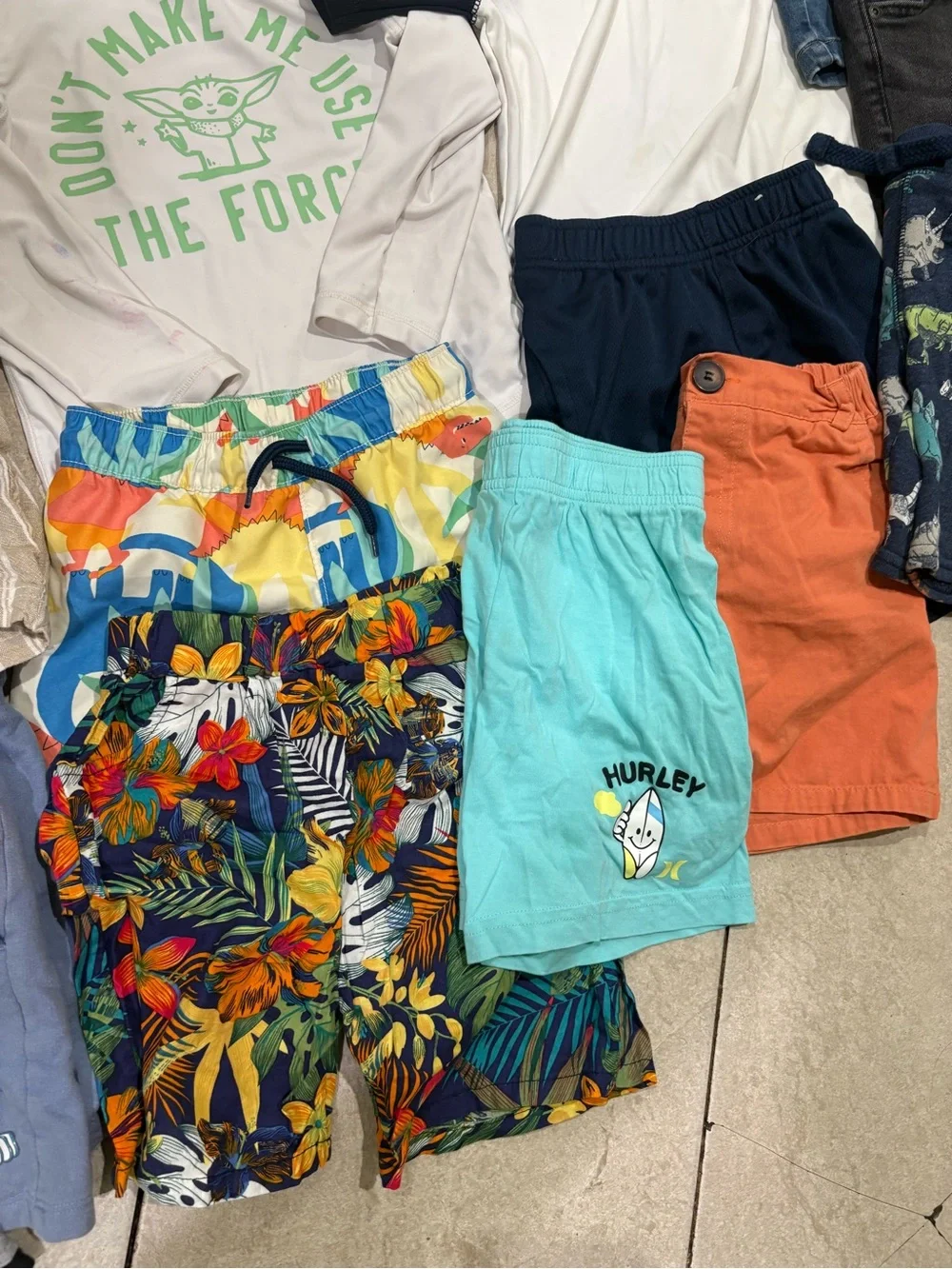 Old Navy Boys Tropical Print Swim Trunks - Green, Blue, Yellow, Coral